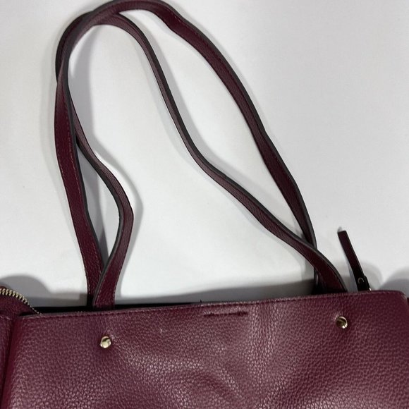 Nanette Lepore Burgundy Arriss Triple Section Shoulder Tote Bag Women Handbags - Picture 8 of 16